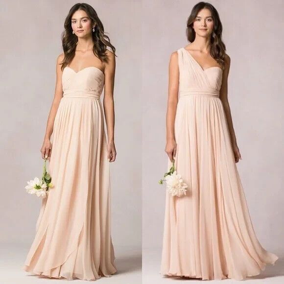 Jenny Yoo Dresses & Skirts - Jenny Yoo 'Aidan' Convertible Strapless Chiffon Gown size  6  Blush